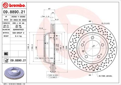 Диск тормозной BREMBO 09889021