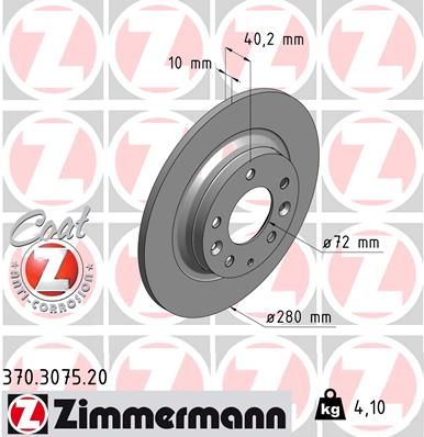 Диск тормозной задний ZIMMERMANN 370307520