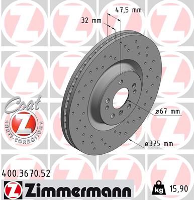 Диск тормозной ZIMMERMANN 400367052