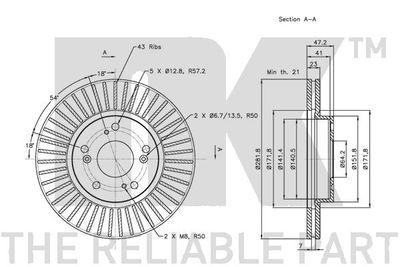 Диск тормозной передний NK 202636
