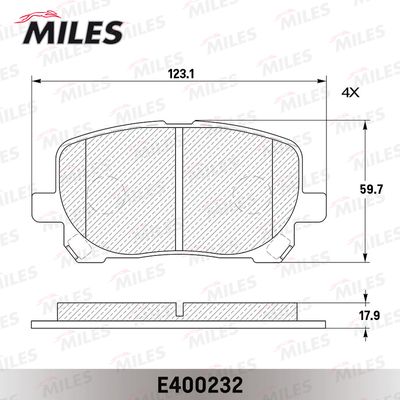Колодки тормозные передние Miles E400232