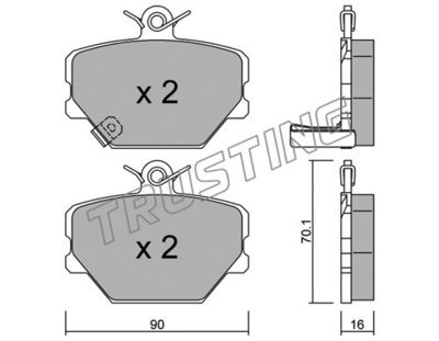 Комплект колодок для дискового тормоза TRUSTING 3500