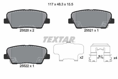 Комплект колодок для дискового тормоза TEXTAR 2552001