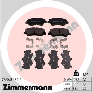 Колодки тормозные дисковые комплект ZIMMERMANN 253481802