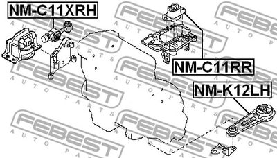 Опора двигателя правая FEBEST NMC11XRH