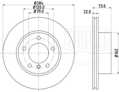 Диск тормозной передний TRIALLI DF261006