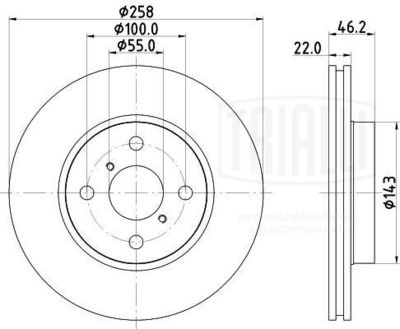 Диск тормозной передний TRIALLI DF190202