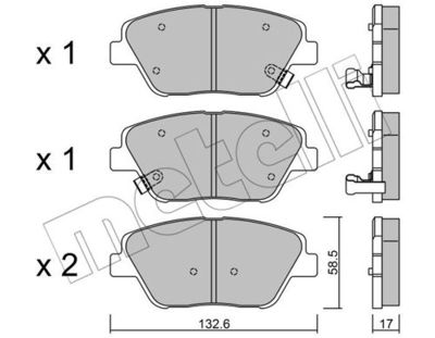 Комплект колодок для дискового тормоза METELLI 2209450