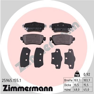 Колодки тормозные дисковые ZIMMERMANN 259651551