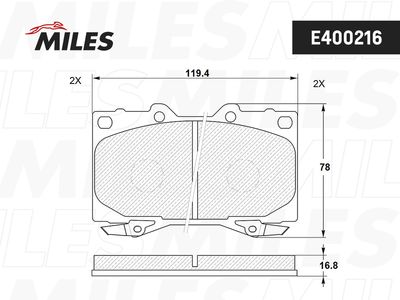 Колодки тормозные передние Miles E400216