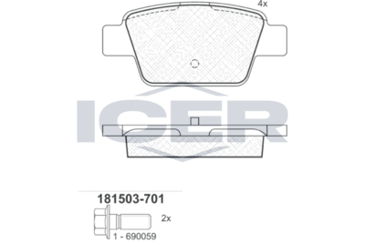 Колодки тормозные дисковые ICER 181503701