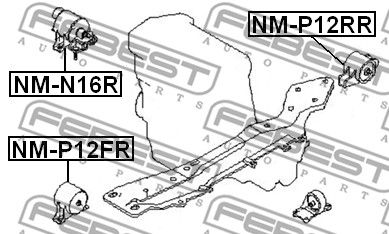 Подушка двигателя задняя FEBEST NMP12RR