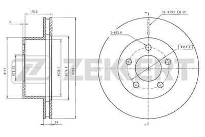 Диск тормозной передний Zekkert BS5184
