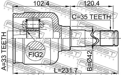 ШРУС внутренний левый FEBEST 2111GELH