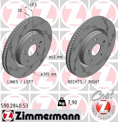 Диск тормозной ZIMMERMANN 590284053
