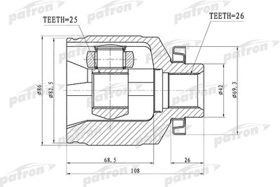 ШРУС внутренний правый PATRON PCV1353