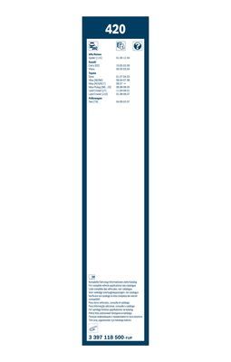 Комплект щеток стеклоочистителя BOSCH 3397118500