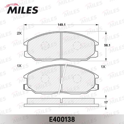 Колодки тормозные передние Miles E400138