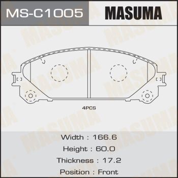 Колодки тормозные дисковые Masuma MSC1005