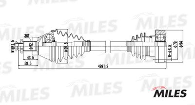 Привод в сборе левый Miles GC01124