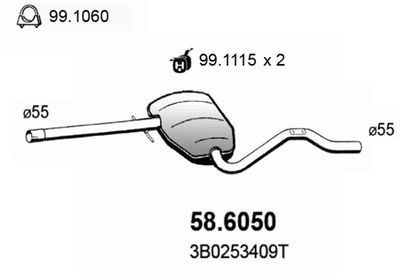 Глушитель средняя часть ASSO 586050