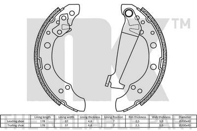 Колодки тормозные барабанные NK 2747345