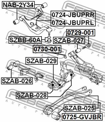 Сайлентблок цапфы задней FEBEST SZAB029