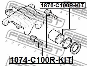 Втулка направляющая суппорта тормозного заднего комплект FEBEST 1074C100RKIT
