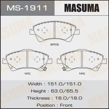 Колодки тормозные дисковые Masuma MS1911