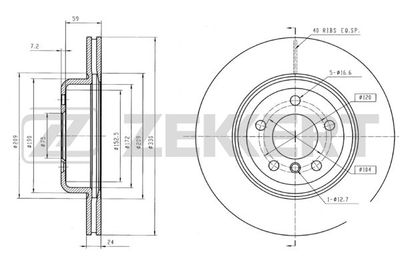 Диск тормозной передний Zekkert BS5916
