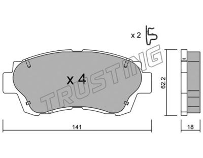 Комплект колодок для дискового тормоза TRUSTING 1700