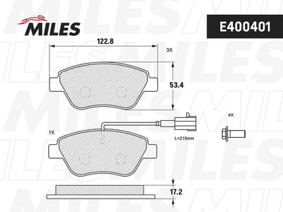 Колодки тормозные передние Miles E400401