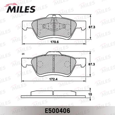 Колодки тормозные передние Miles E500406