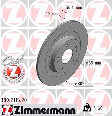 Диск тормозной ZIMMERMANN 380211520