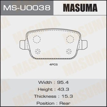 Колодки тормозные задние Masuma MSU0038