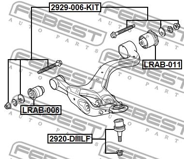 Болт с эксцентриком ремкомплект FEBEST 2929006KIT