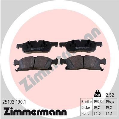 Колодки тормозные дисковые передние ZIMMERMANN 251921901