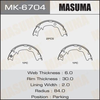 Колодки тормозные барабанные Masuma MK6704