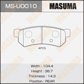 Колодки тормозные дисковые Masuma MSU0010
