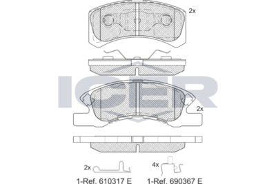 Колодки тормозные дисковые ICER 181701208