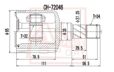 ШРУС внутренний левый ASVA CHRILEVMT