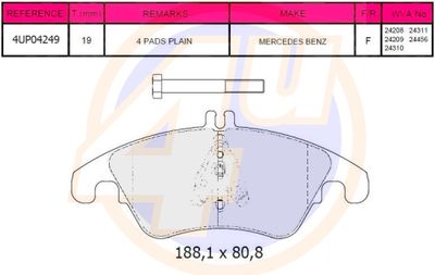 Колодки тормозные дисковые передние Mercedes A0074207520