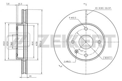 Диск тормозной передний вентилируемый BLITZ BS0407