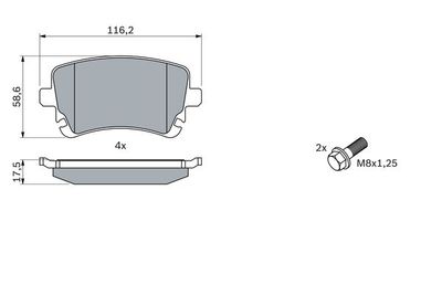 Колодки тормозные дисковые задние BOSCH 0986494303