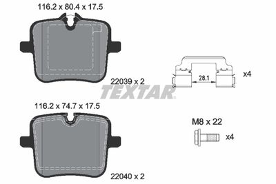 Колодки тормозные задние TEXTAR 2203901