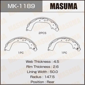 Колодки тормозные барабанные Masuma MK1189