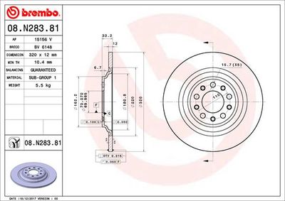 Диск тормозной BREMBO 08N28381