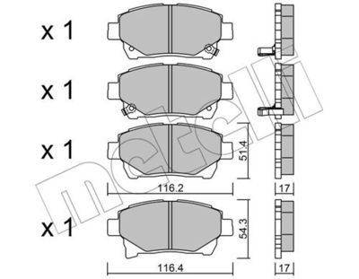 Комплект колодок для дискового тормоза METELLI 2208770